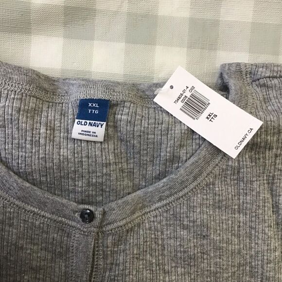 2/40$ NWT Old Navy grey shirt jersey long sleeves tee size XXL Henley button - Picture 3 of 14